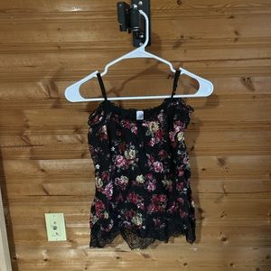 long sleeve black floral top